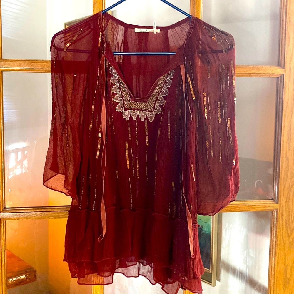 Anthropologie Floret sequined blouse
